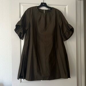 Zara Olive Army Green Ruffle Puff Sleeve Dress S with Skort underneath